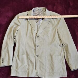 Eddie Bauer Men's Beige Corduroy Blazer L Tall Three-Button Utility Sport